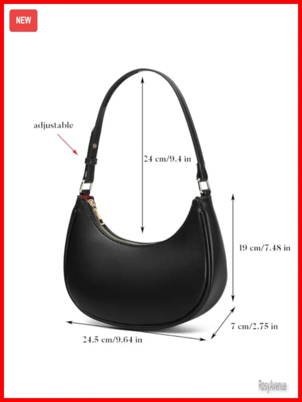 Crescent Y2K Small Shoulder Bag Clutch Purse Vegan Leather Crossbody